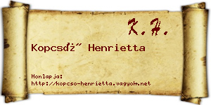 Kopcsó Henrietta névjegykártya